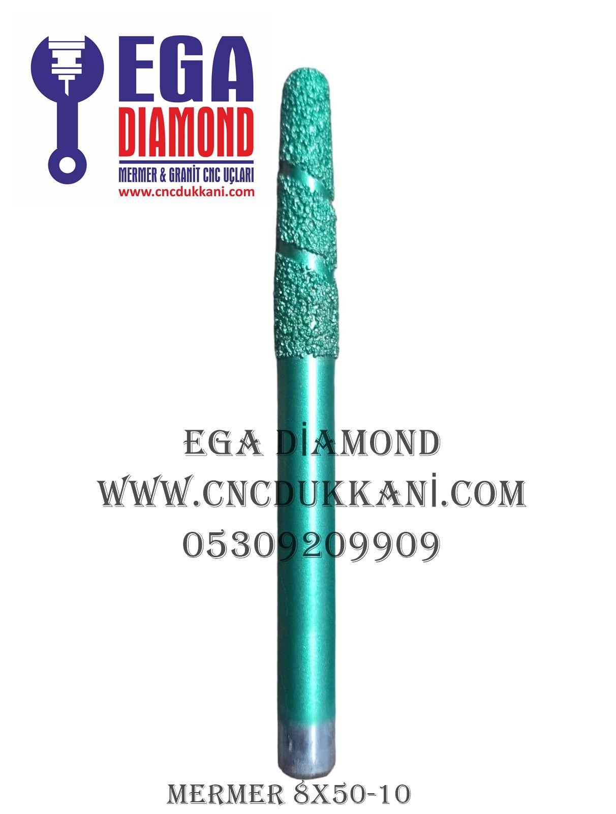 8X50 KONİK MERMER CNC UCU SAP 10 MM ( YEŞİL SERİ )